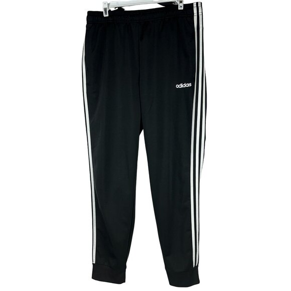 Adidas Mens Black Track Pants Size L 3 Stripe Design Elastic Waistband Regular - Picture 1 of 5